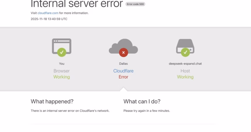 Problemas en la infraestructura de Cloudflare provocan caídas en plataformas y servicios en línea.