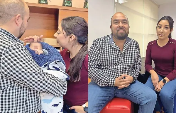 Cricely y Manuel junto a su hijo recién adoptado, a quien cariñosamente llaman 'Manuelito', celebran