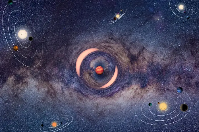 Representación artística de un planeta errante viajando solo por el espacio interestelar.