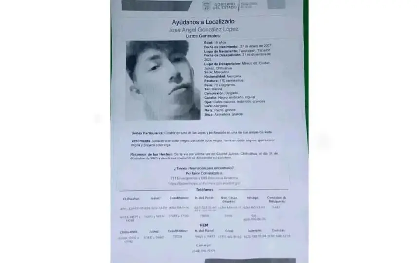 Familiares y amigos de José Ángel González López piden ayuda para localizarlo. Foto: Redes Sociales.