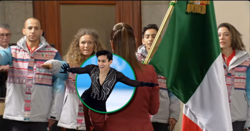 Donovan Carrillo durante la ceremonia de abanderamiento en la delegación mexicana.