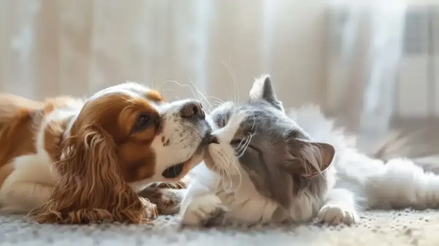 Mascota adaptándose a su nuevo hogar con tranquilidad.